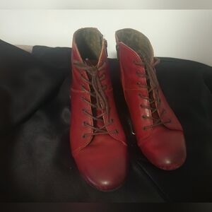 Fly London Red Lace-Up Women's Boots